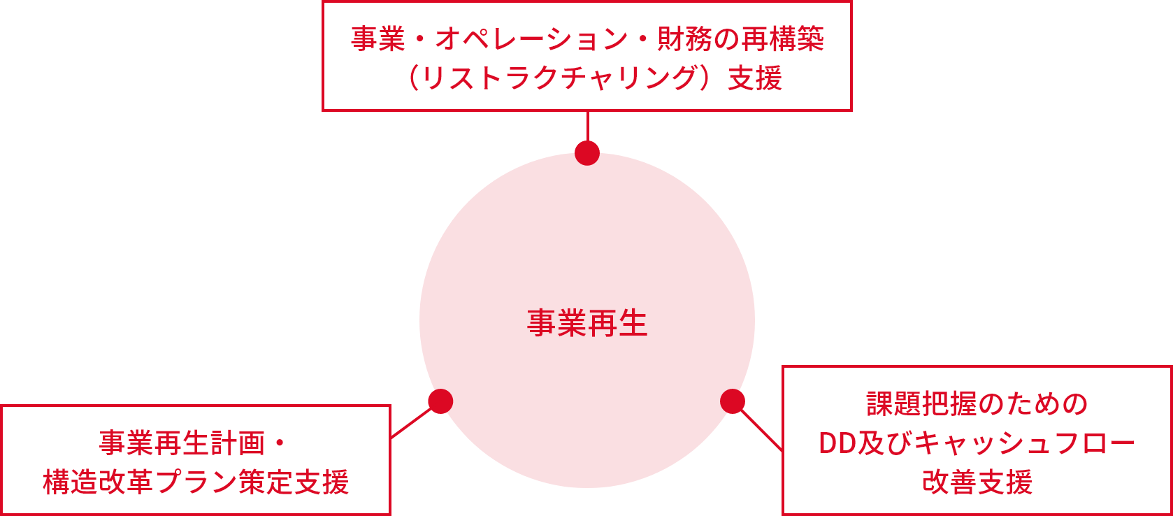 [事業再生] 事業・オペレーション・財務の再構築(リストラクチャリング)支援、課題把握のためのDD及びキャッシュフロー改善支援、事業再生計画・構造改革プラン策定支援